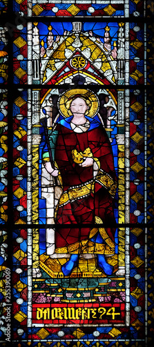 Stained glass window in the Cattedrale di Santa Maria del Fiore (Cathedral of Saint Mary of the Flower), Florence, Italy