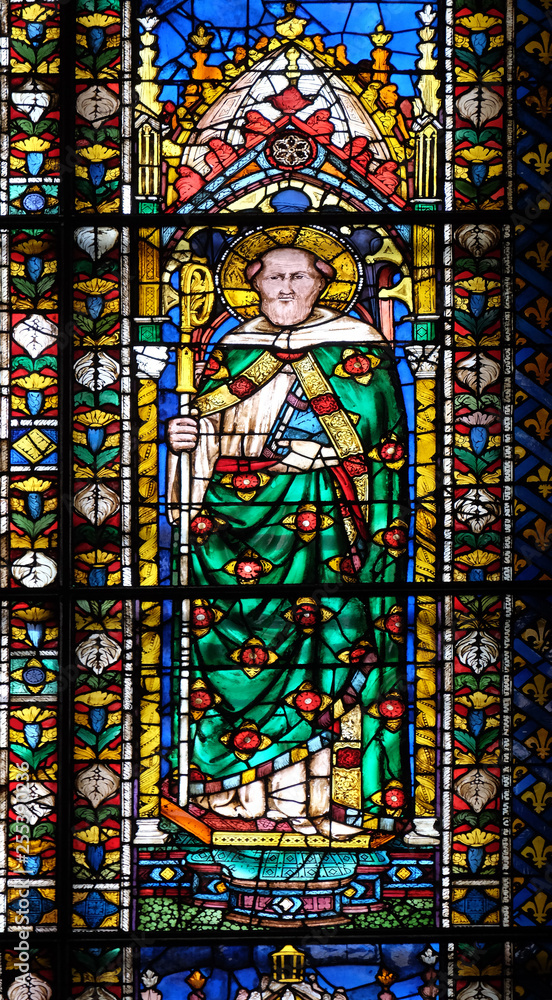 Stained glass window in the Cattedrale di Santa Maria del Fiore (Cathedral of Saint Mary of the Flower), Florence, Italy