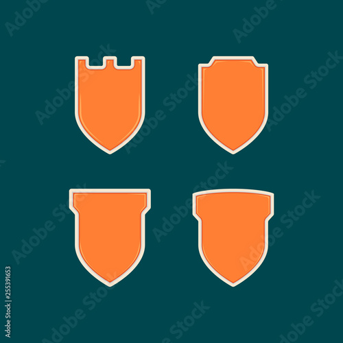 Free Download Blank unique orange shield badge shape template set collection - GFXLoad
