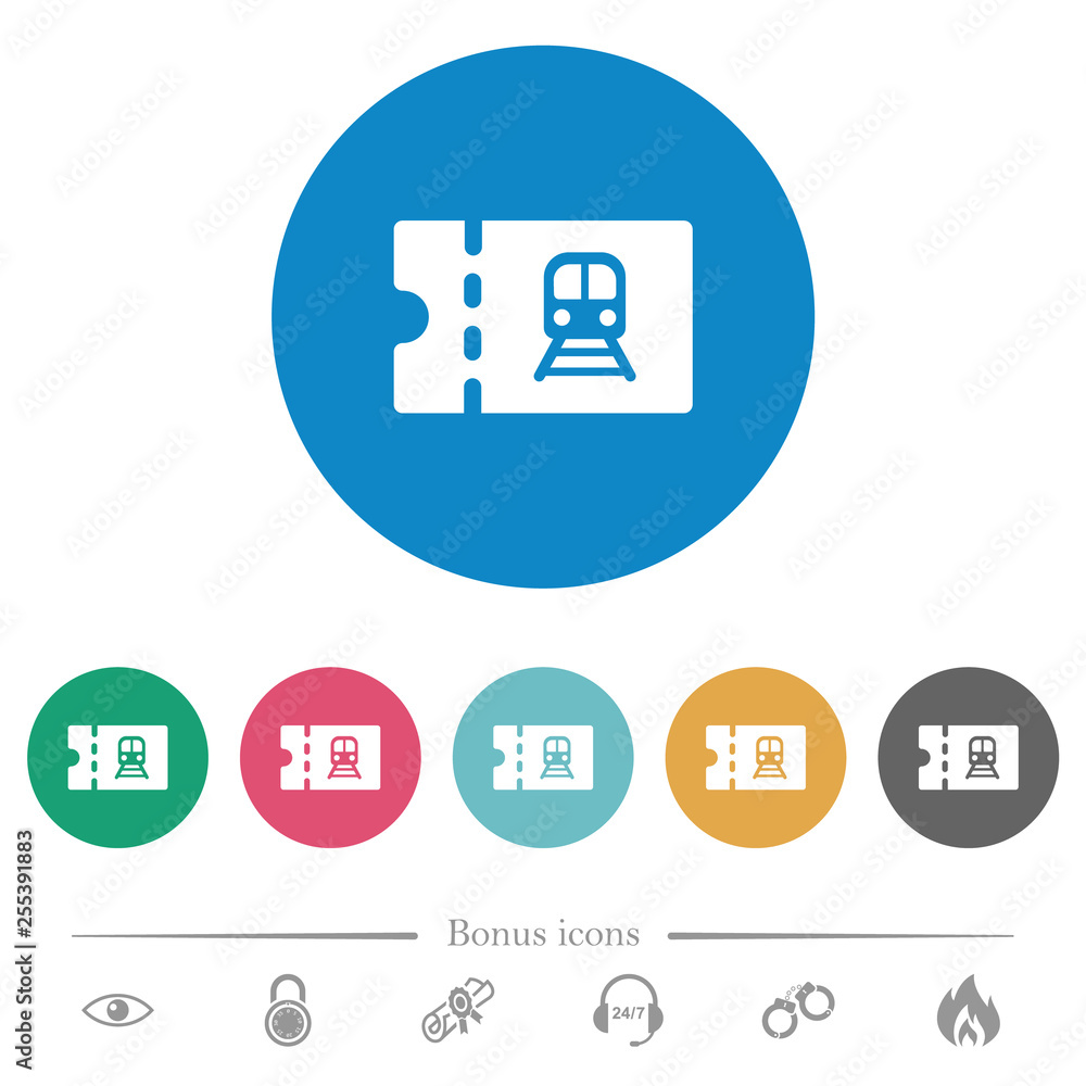 Railroad discount coupon flat round icons Railroad discount coupon flat round icons