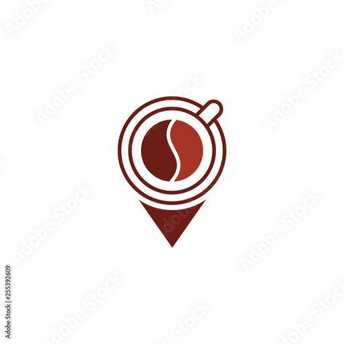 Coffee Shop Cafe Navigation Location Symbol Logo Vector 