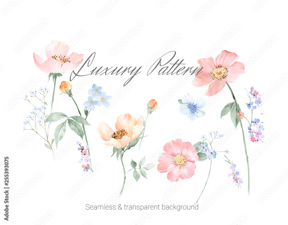 Elegant watercolor hand painted flower