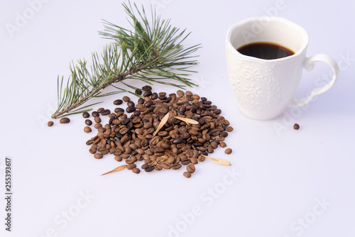 Coffee beans and cups decoration