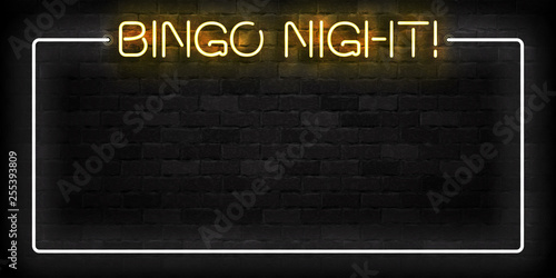 Vector realistic isolated neon sign of Bingo frame logo for template decoration and layout covering on the wall background.