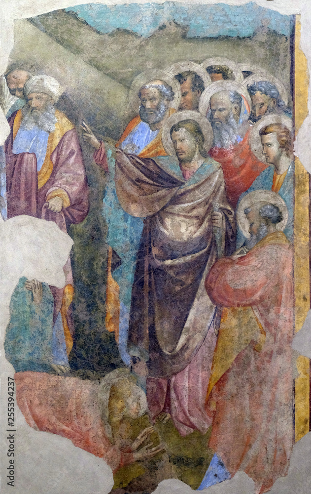 The Resurrection of Lazarus, fresco by Gherardo Starnina, Basilica di Santa Croce (Basilica of the Holy Cross) in Florence, Italy