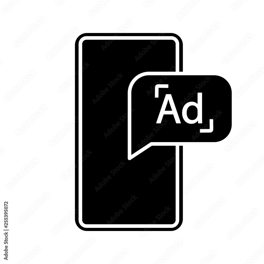 Mobile advertising glyph icon Mobile advertising glyph icon