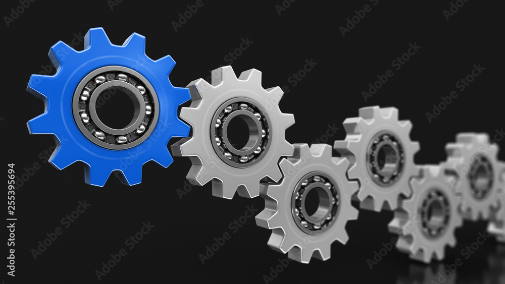 Blue and silver gears. Image with clipping path Blue and silver gears. Image with clipping path