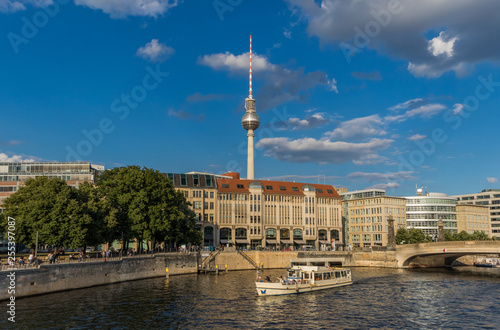 Berlin, Germany - the Spree river is the main river in Berlin, and it's used by many companies to organize cruises and sightseen tours of the Old Town 