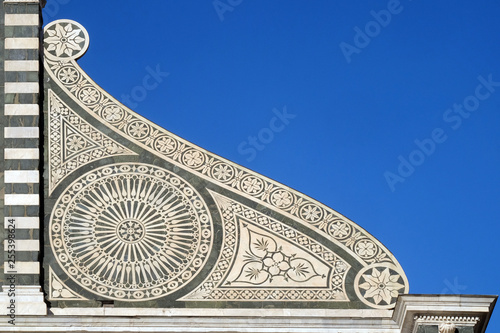 Detail from facade of Santa Maria Novella Dominican church in Florence, Italy