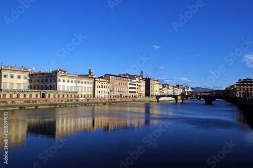 Buildings facing onto the River Arno  Florence  Tuscany  Italy