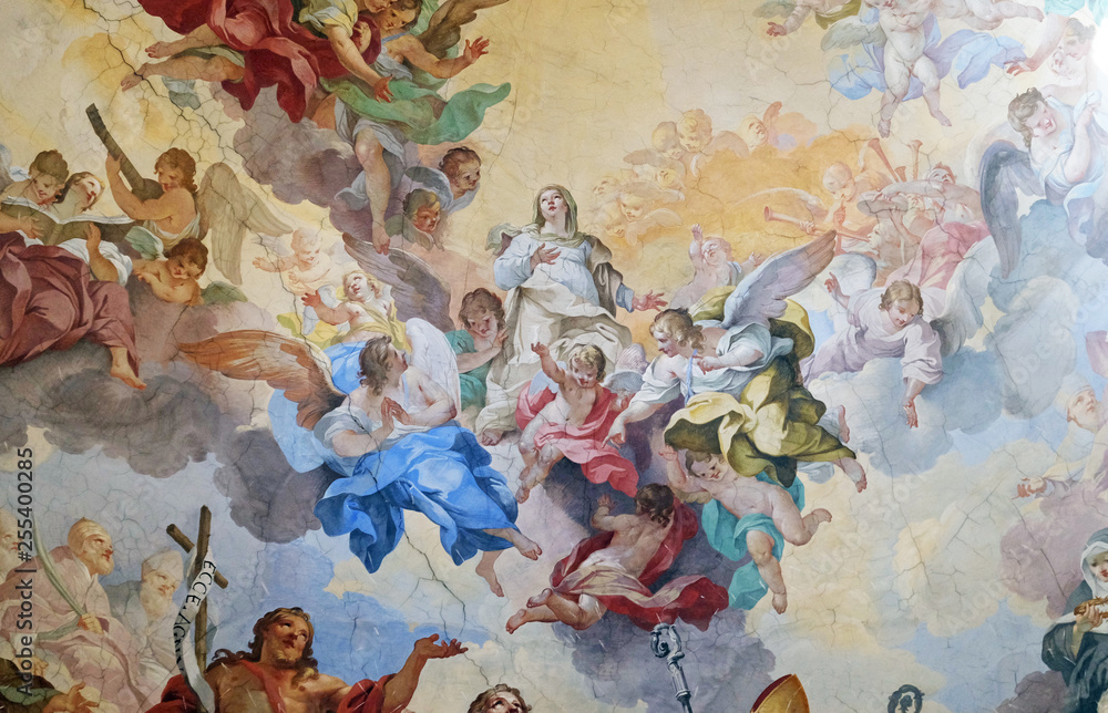 Fototapeta Chwała florenckich świętych, fresk Vincenzo Meucci w Bazylice San Lorenzo we Florencji we Włoszech