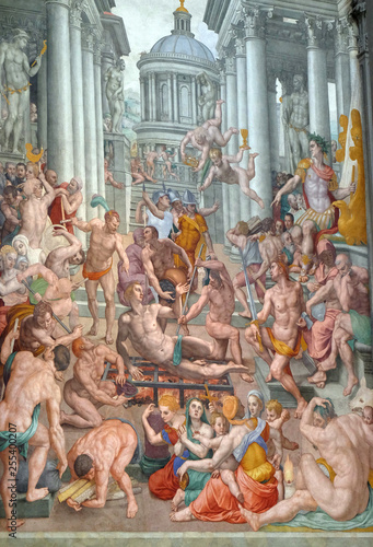 Martyrdom of Saint Lawrence, fresco by Agnolo Bronzino in the Basilica di San Lorenzo in Florence, Italy