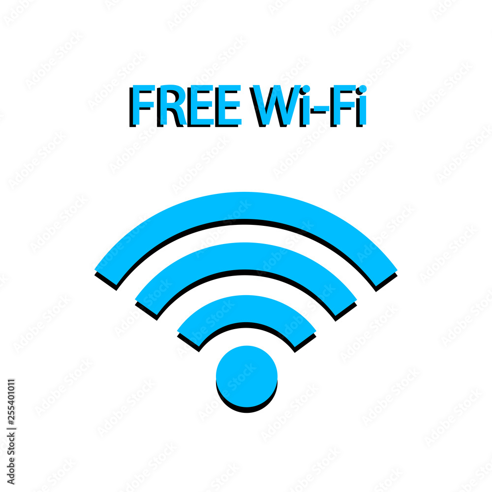 Free WiFi icon isolated on white background. Wireless internet connection concept. Network logo. Vector flat design. Free WiFi icon isolated on white background. Wireless internet connection concept. Network logo. Vector flat design.