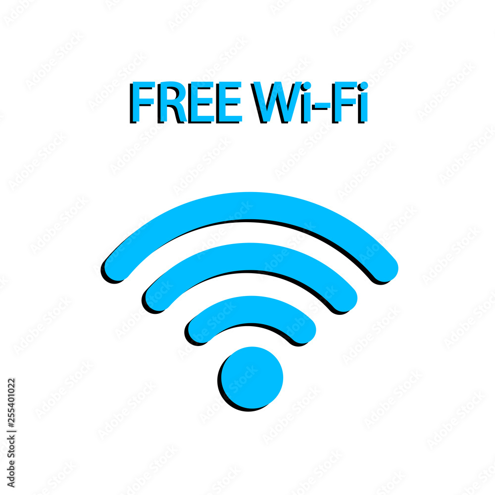 Free WiFi icon isolated on white background. Wireless internet connection concept. Network logo. Vector flat design. Free WiFi icon isolated on white background. Wireless internet connection concept. Network logo. Vector flat design.