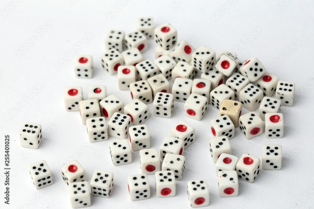 game dice on white ground 