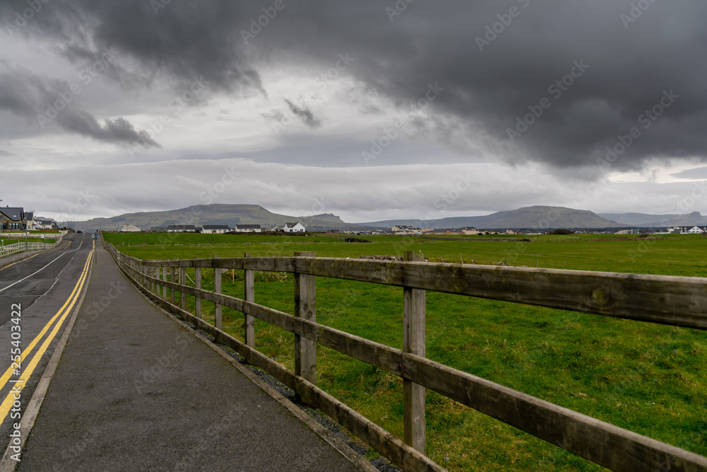 cloudy landscape of seaside village