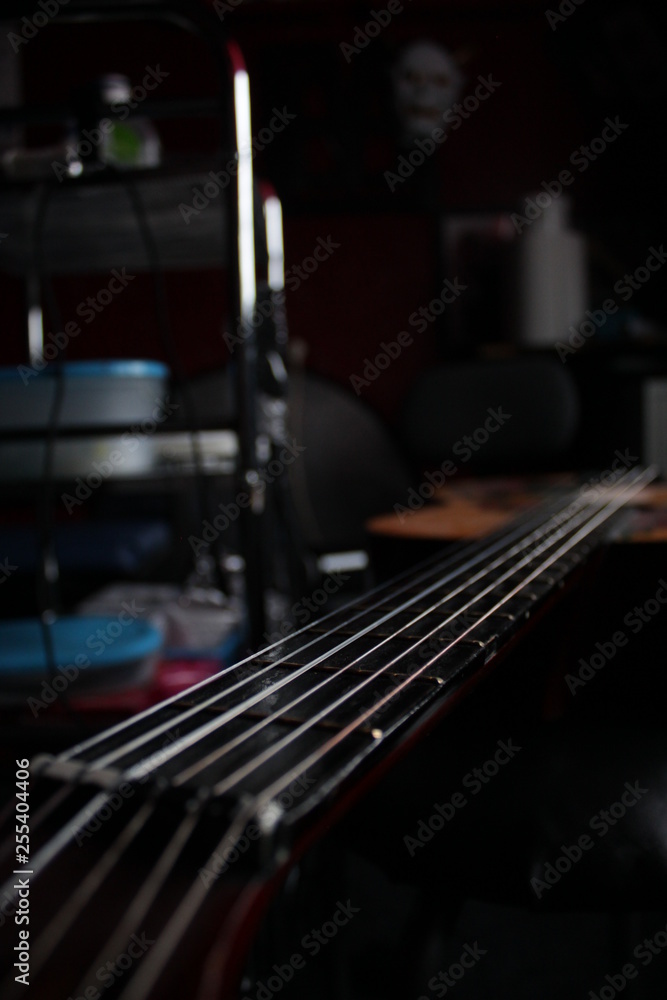 Fototapeta premium Guitar sharp angle strings with tight focus