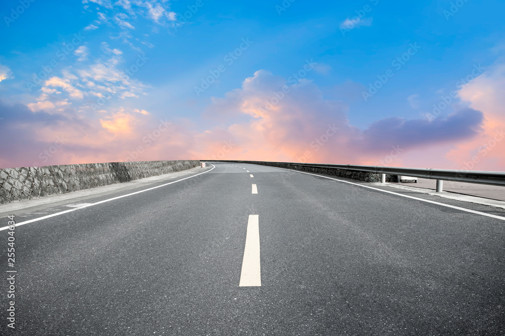 Fototapeta premium Road surface and sky cloud landscape..