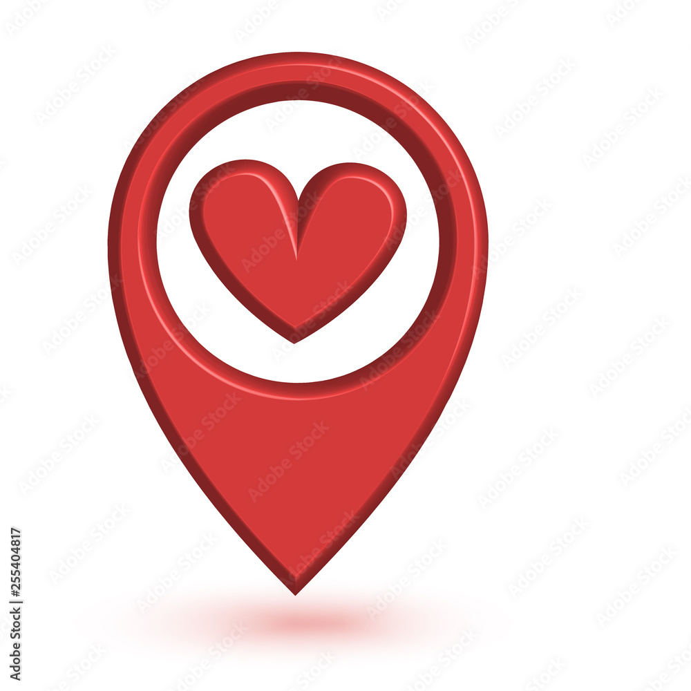 Map pointer with heart icon. Map pointer with heart icon.