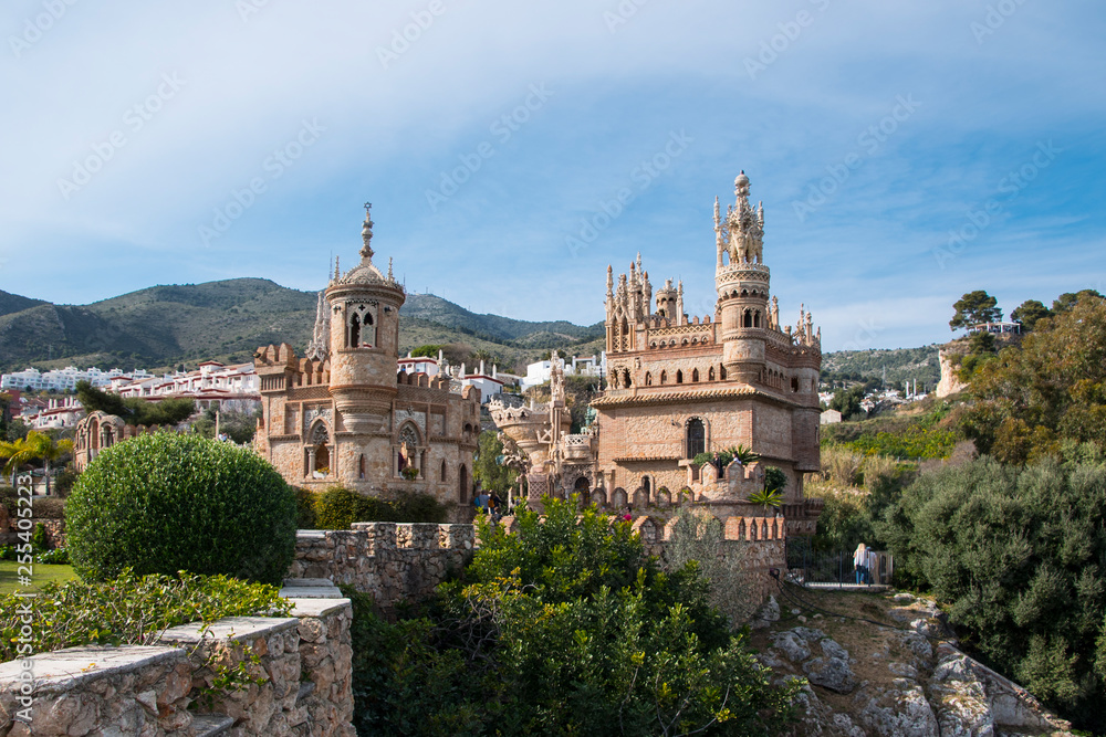 Benalmadena, Andalusia, Spain - March 4th, 2019: part of Castillo de Colomares. It's a kind of a fairytale castle, dedicated to Christopher Columbus.