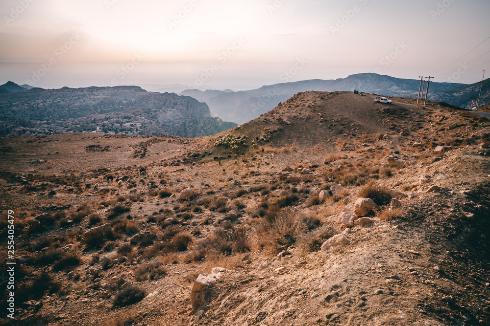 Coucher de soleil dans le désert, Jordanie