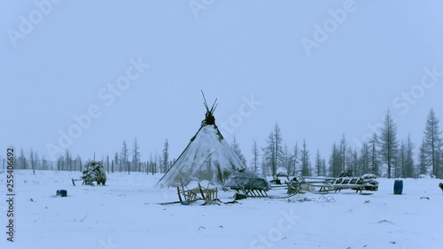 A yurt in winter tundra