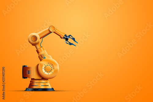 Konstfotografi Robotization, industrial robot manipulator, orange on an orange background