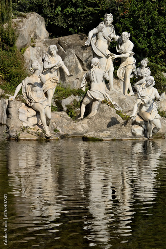 Reggia di Caserta, Italy. Monumental fountain with sculptures in white marble