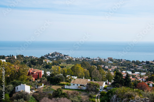 Panoramic view of Costa del Sol from the top of Calamorro mountain, Benalmadena, Andalusia province, Spain. photo