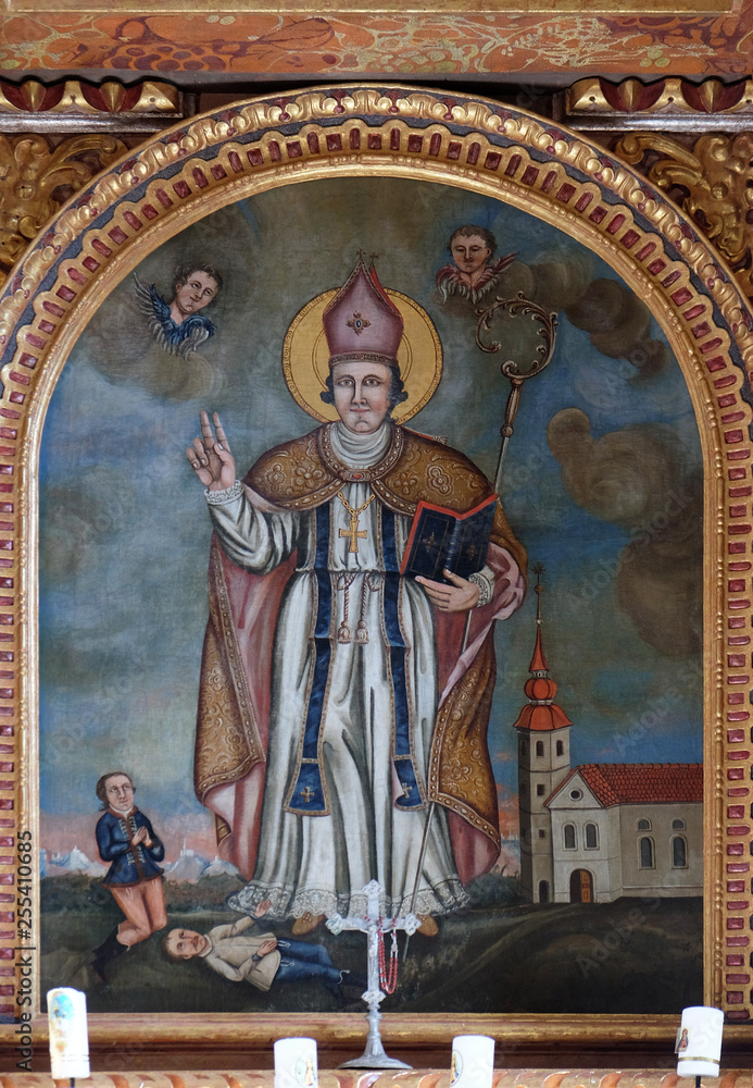 Saint Wolfgang, altarpiece in the chapel of St. Wolfgang in Vukovoj, Croatia 