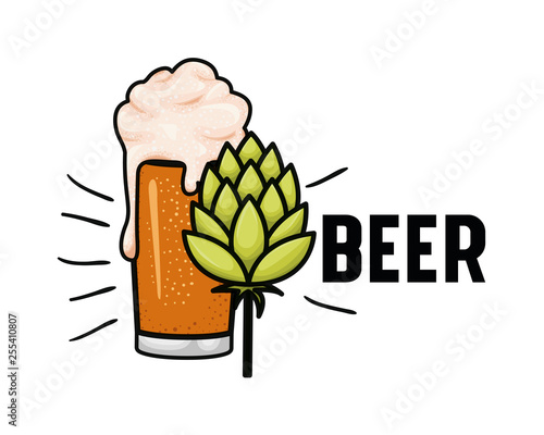 beer with foam and pinecone isolated icon