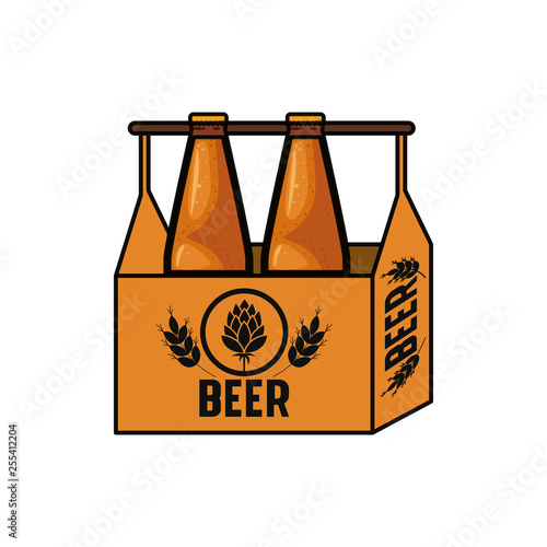 box with beer bottles isolated icon