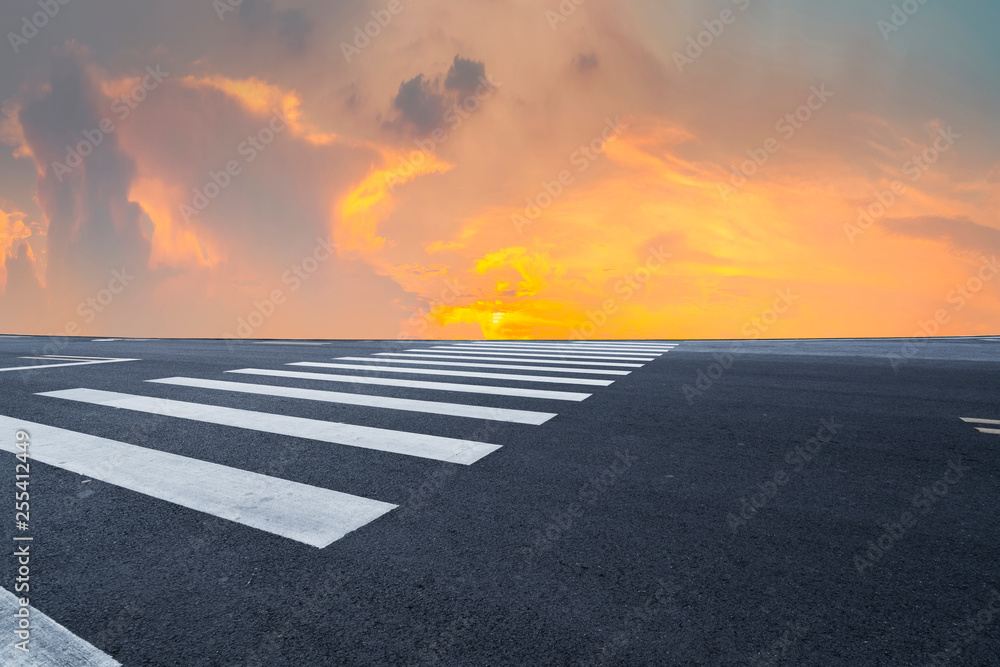 Fototapeta premium Road surface and sky cloud landscape..