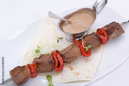 lulya kebab, meat on the grill, minced meat on the grill photo