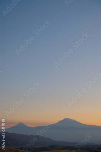 evening clear sky without clouds over Ararat  the sacred mountain of Armenia.