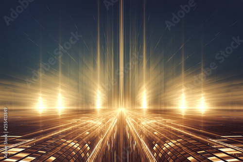 Abstract fractal futuristic alien landscape or intergalactic highway photo