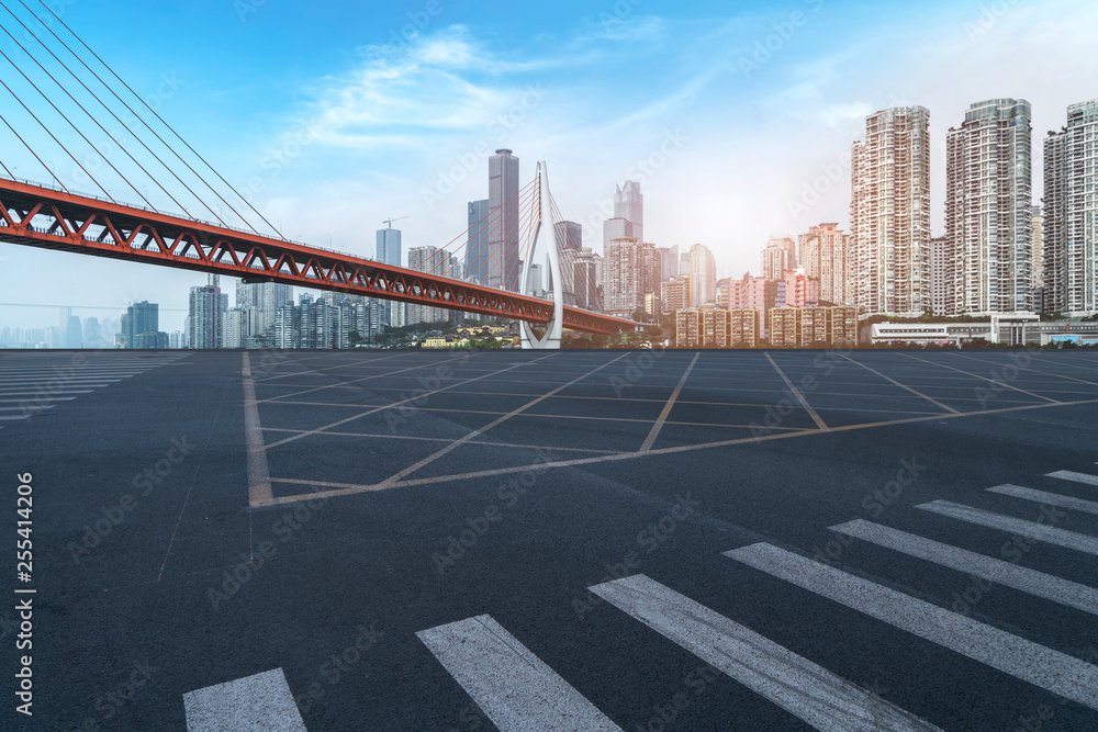 Fototapeta premium Urban Road, Highway and Construction Skyline