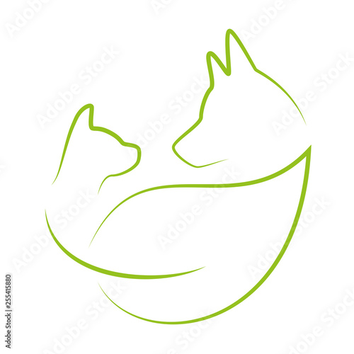 Hund, Katze und Blatt, Tierheilpraktiker, Logo