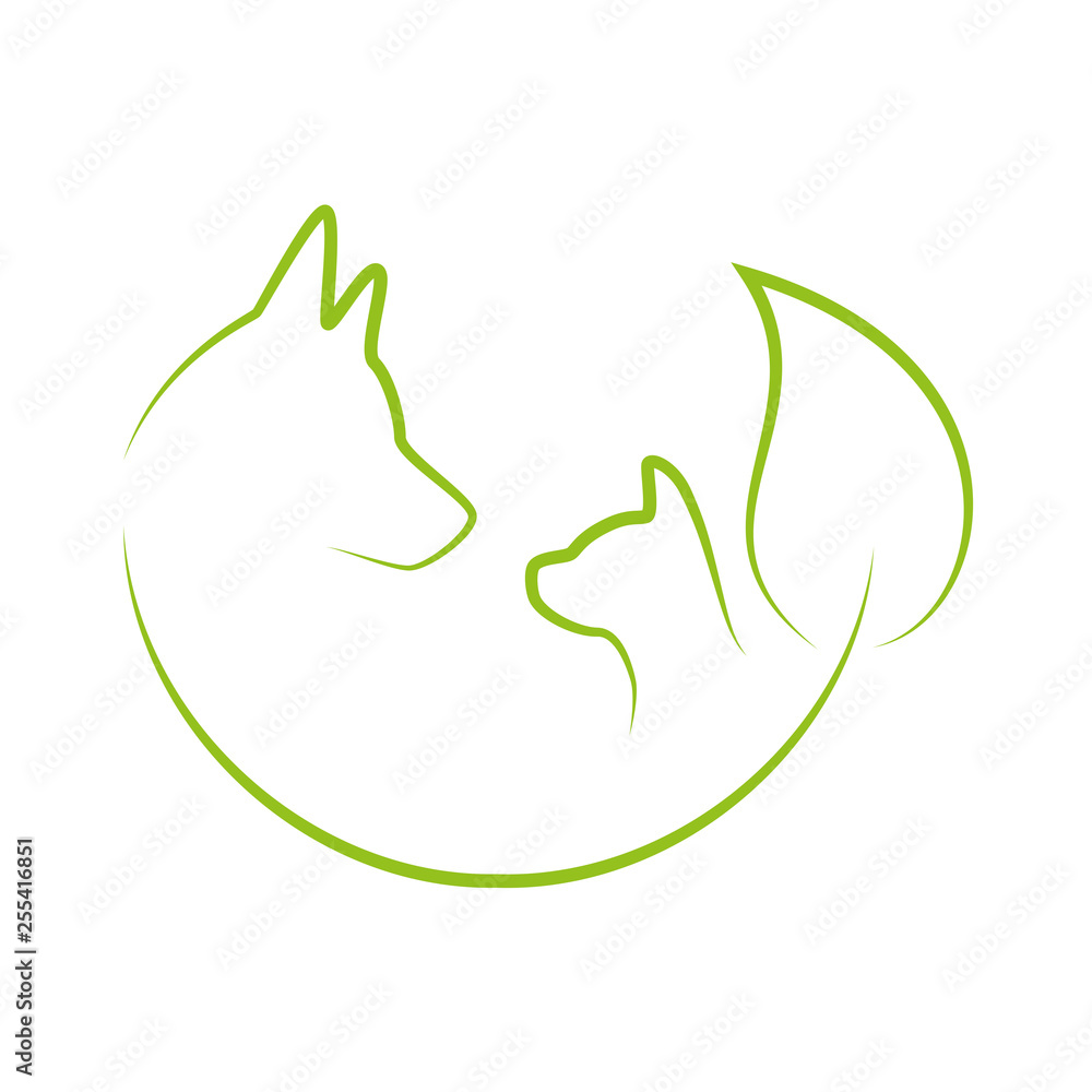 Hund, Katze und Blatt, Tierheilpraktiker, Logo, Icon Stock Vector | Adobe  Stock