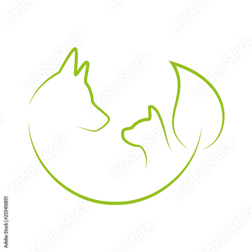 Hund  Katze und Blatt  Tierheilpraktiker  Logo  Icon