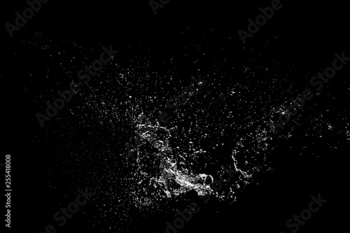 the texture of the water splash on black background