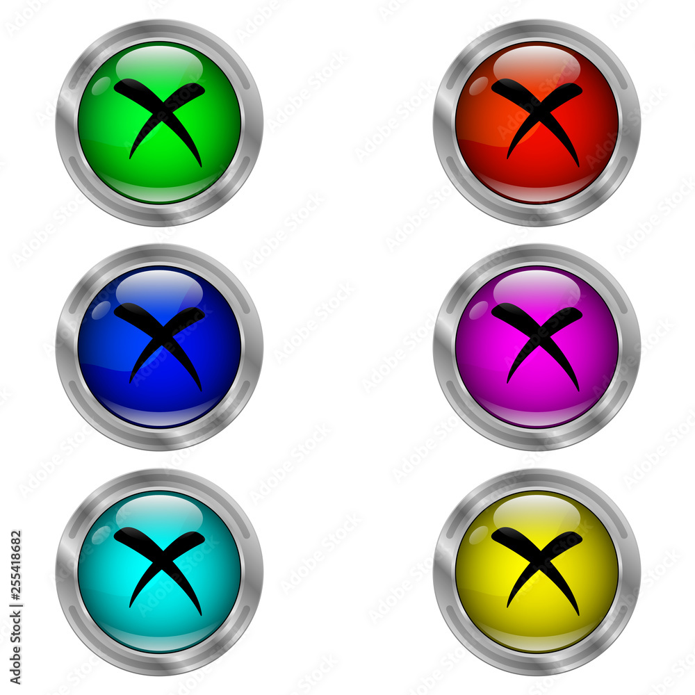 Cross icon. Set of round color icons. Cross icon. Set of round color icons.