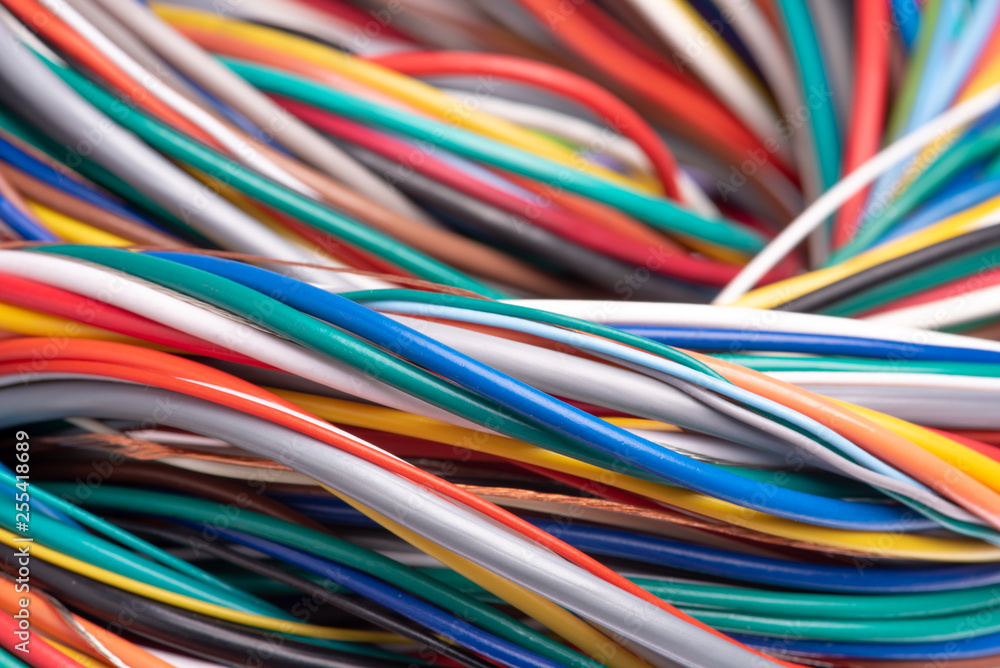 Colored electric telecommunication cables and wires