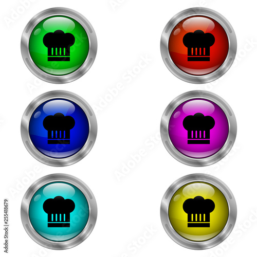 Cook cap icon. Set of round color icons.