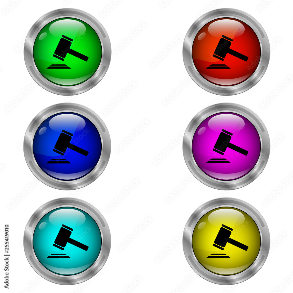 Justice icon. Set of color round icons. Justice icon. Set of color round icons.
