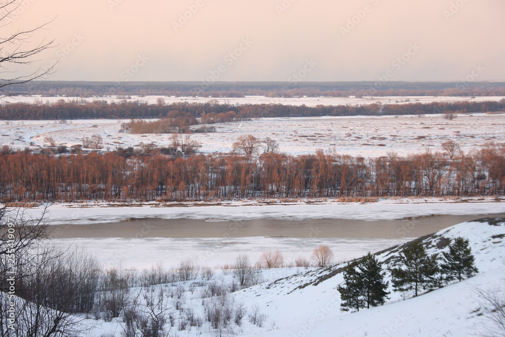 Meadows of the Oka River in early spring before the spill near the village of Konstantinovo in the homeland of the poet Yesenin Meadows of the Oka River in early spring before the spill near the village of Konstantinovo in the homeland of the poet Yesenin