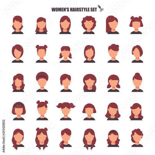 Female hairstyle cartoon,monochrom icons in set collection for design. Stylish haircut vector symbol stock web illustration