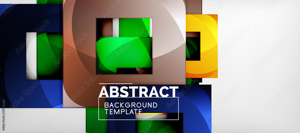 Square background, abstract squares on grey, business or techno template