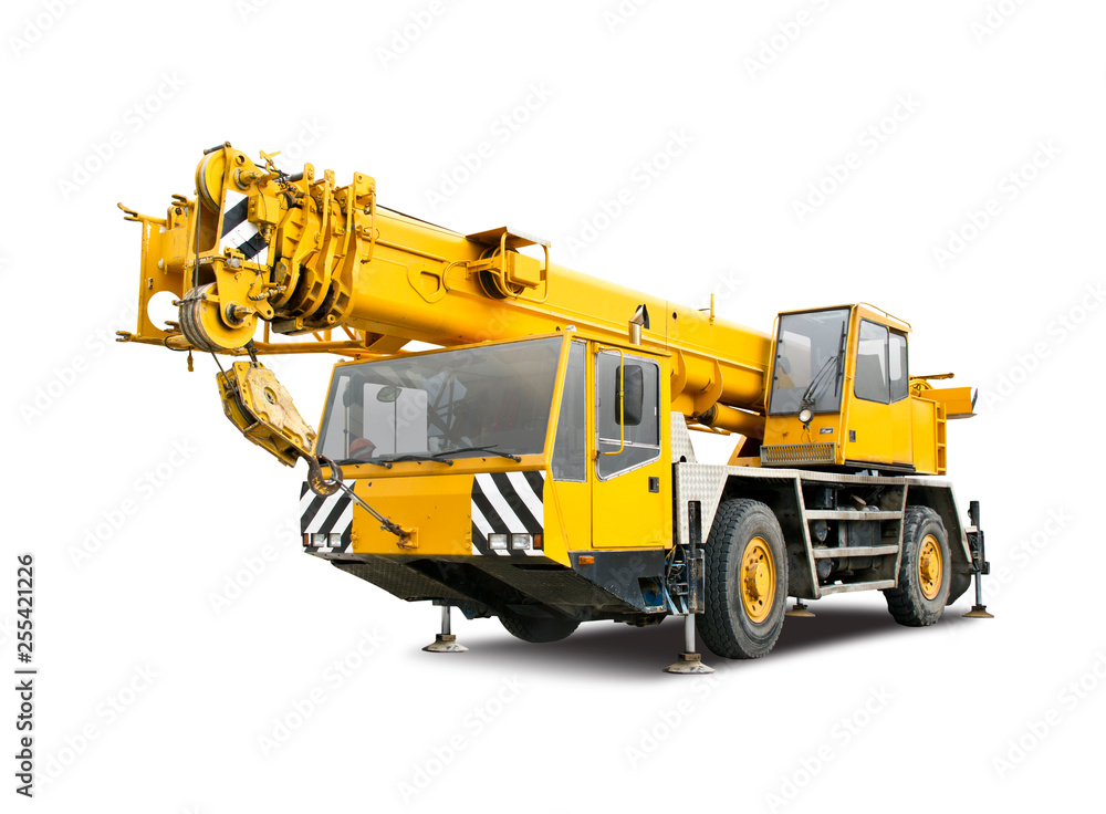 Yellow mobile crane truck Yellow mobile crane truck