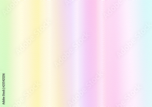 Abstract wavy lines background. Rainbow passport page holographic watermark